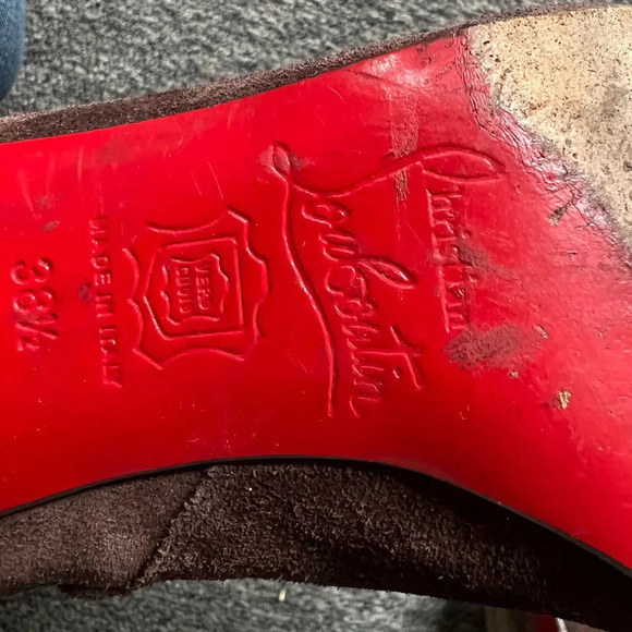 Louboutin Brown Suede Boots, size 38.5 - Picture 10 of 15